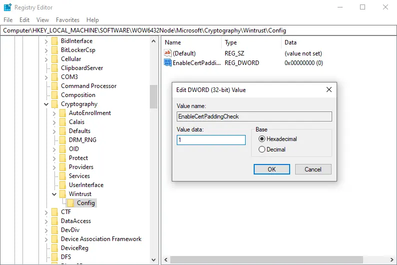 WinTrust RegEdit 03